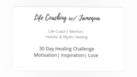 a white card with the words life coaching by janeane